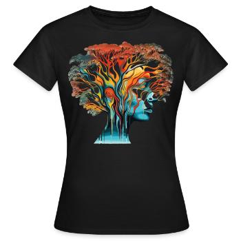Optische Täuschung Kopf-Baum - Frauen T-Shirt - Schwarz - Vorne - AI Model Female 172 dark (172cm)