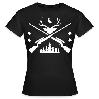 Hirschgeweih Wald - Frauen T-Shirt - Schwarz - Vorne - AI Model Female 172 dark (172cm)