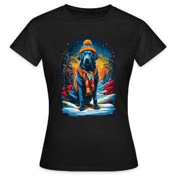Labrador Retriever With Winter Hat Happier - Women's T-Shirt - black - Front - AI Model Female 172 dark (172cm)