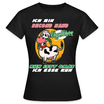 Ich Bin Second Hand Vegetarier Kuh Isst Gras - Frauen T-Shirt - Schwarz - Vorne - AI Model Female 172 dark (172cm)