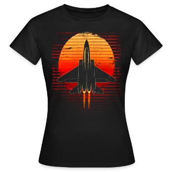 Rétro Vintage Jet Fighter Avion Avion Pilote Avion - T-shirt Femme - noir - Devant - AI Model Female 172 dark (172cm)