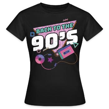 années quatre-vingt-dix - T-shirt Femme - noir - Devant - AI Model Female 172 dark (172cm)
