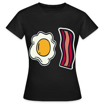 Ei und Speck - Frauen T-Shirt - Schwarz - Vorne - AI Model Female 172 dark (172cm)