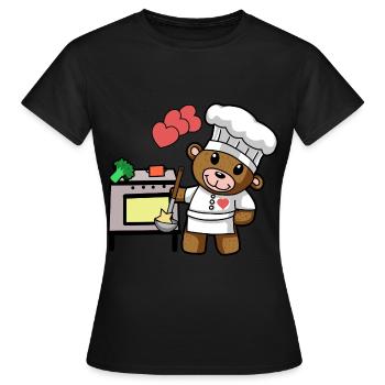 Teddybär Koch kochen Kochkunst Restaurant Küche - Frauen T-Shirt - Schwarz - Vorne - AI Model Female 172 dark (172cm)