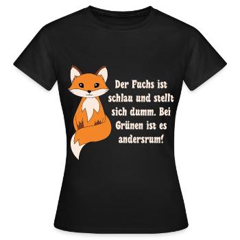 Der Fuchs ist schlau und stellt sich dumm bei Grün - Frauen T-Shirt - Schwarz - Vorne - AI Model Female 172 dark (172cm)