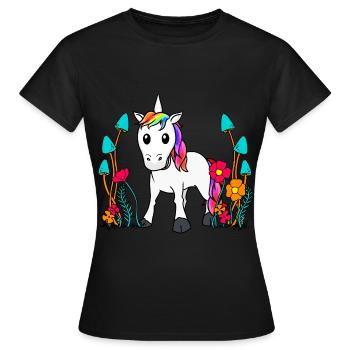 Licorne Créatures mythiques Personnage de conte de fées Conte de fées Enfant Bébé - T-shirt Femme - noir - Devant - AI Model Female 172 dark (172cm)