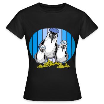 Seevögel Matrosen Möwen Möwe maritim - Frauen T-Shirt - Schwarz - Vorne - AI Model Female 172 dark (172cm)