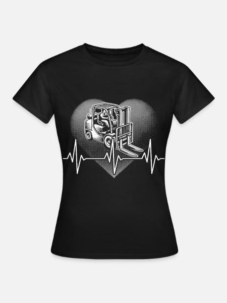 Herzschlag Gabelstapler - Frauen T-Shirt - Schwarz