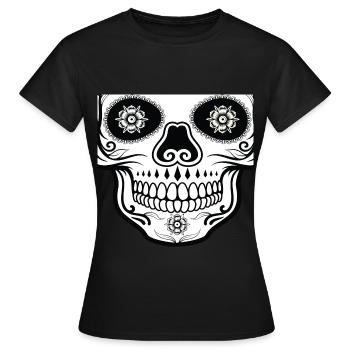 Mexikanischer Totenkopf Mundschutz - Frauen T-Shirt - Schwarz - Vorne - AI Model Female 172 dark (172cm)