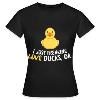 J’aime les canards, d’accord ? - T-shirt Femme - noir - Devant - AI Model Female 172 dark (172cm)
