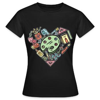 Malerei Künstler Kunstlehrer malerei - Frauen T-Shirt - Schwarz - Vorne - AI Model Female 172 dark (172cm)