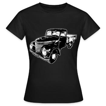 Framo pritsche Transporter Lkw DDR IFA Oldtimer - Frauen T-Shirt - Schwarz - Vorne - AI Model Female 172 dark (172cm)