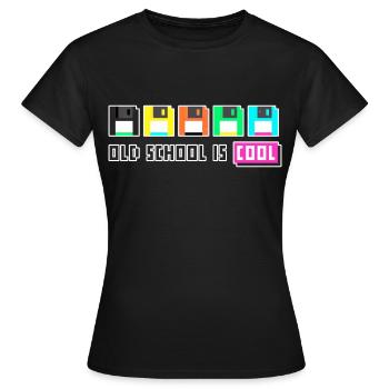 Old School Retro Gaming Vintage Floppy Disks - Women's T-Shirt - black - Front - AI Model Female 172 dark (172cm)