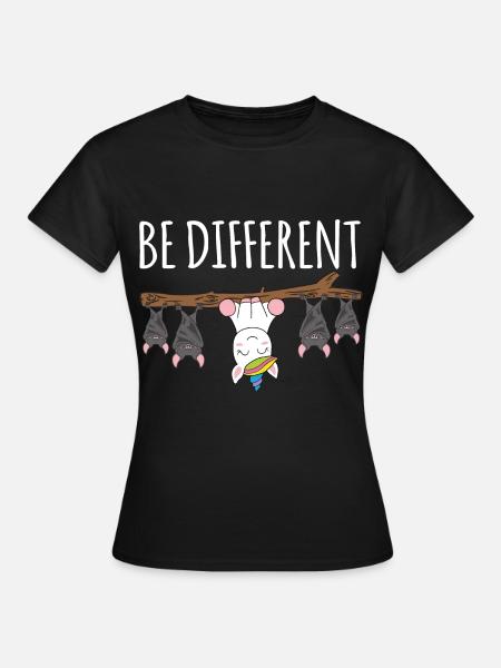Be Different Fledermuas Einhorn - Frauen T-Shirt - Schwarz