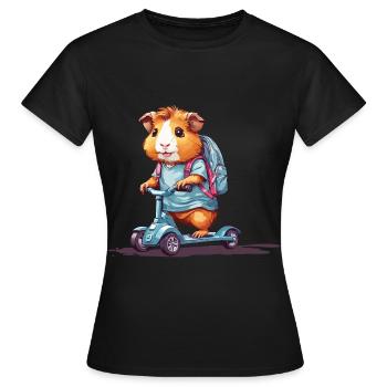Aventure du cochon d’Inde le premier jour d’école - T-shirt Femme - noir - Devant - AI Model Female 172 dark (172cm)