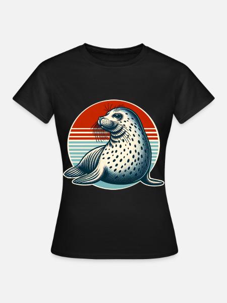 Robbe Seehund - Frauen T-Shirt - Schwarz