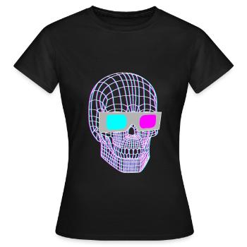 3D skull with 3D glasses - Women's T-Shirt - black - Front - AI Model Female 172 dark (172cm)