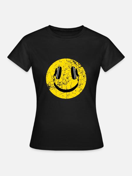 Music headphones smile - Women's T-Shirt - black