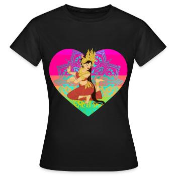 Dancer Asia India Thailand Heart Holiday - Women's T-Shirt - black - Front - AI Model Female 172 dark (172cm)