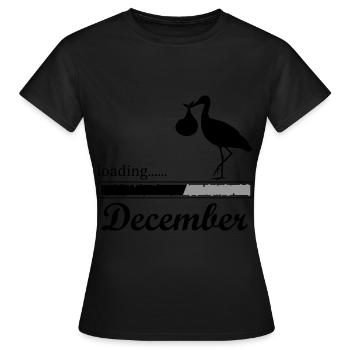 Bébé arrive en décembre grossesse de cigogne - T-shirt Femme - noir - Devant - AI Model Female 172 dark (172cm)