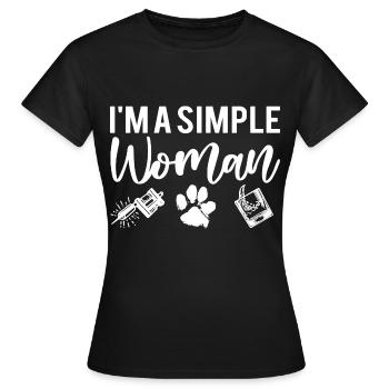 I'M A SIMPLE WOMAN Dog Tattoos Party - Women's T-Shirt - black - Front - AI Model Female 172 dark (172cm)