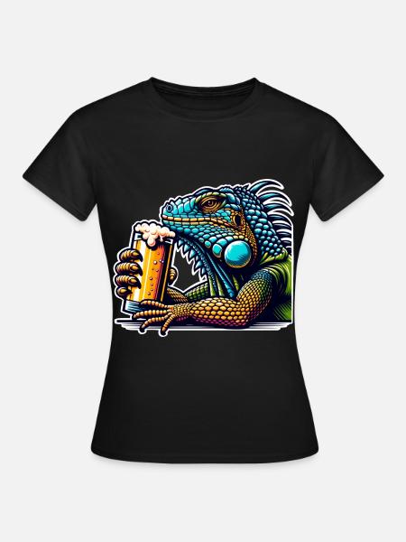 Leguan Bier - Frauen T-Shirt - Schwarz
