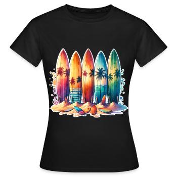 Surfen Surfer - Frauen T-Shirt - Schwarz - Vorne - AI Model Female 172 dark (172cm)