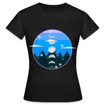 Forêt Nature Lune Phase Lune Mystique - T-shirt Femme - noir - Devant - AI Model Female 172 dark (172cm)