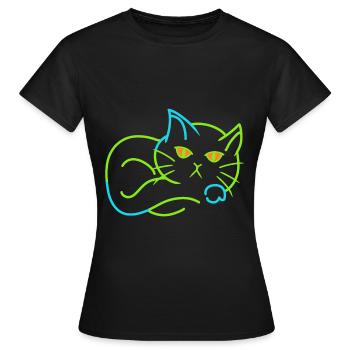 Vintage Cat Retro House Tiger Tired - Women's T-Shirt - black - Front - AI Model Female 172 dark (172cm)