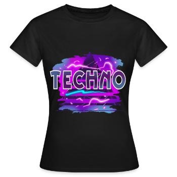 Techno - T-shirt Femme - noir - Devant - AI Model Female 172 dark (172cm)