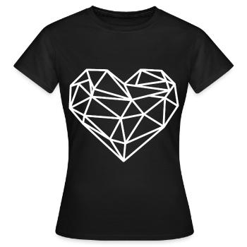 Lignes géométriques du cœur - T-shirt Femme - noir - Devant - AI Model Female 172 dark (172cm)