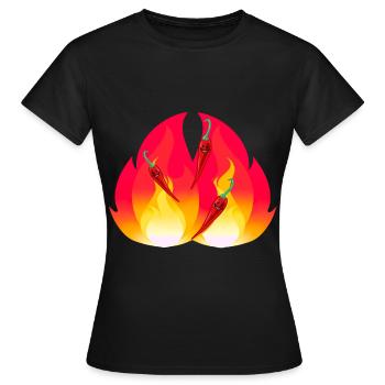 Feuriger Chilli schaft Gewürze Speise gesund - Frauen T-Shirt - Schwarz - Vorne - AI Model Female 172 dark (172cm)