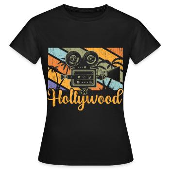 Hollywood Camera Vintage - Frauen T-Shirt - Schwarz - Vorne - AI Model Female 172 dark (172cm)