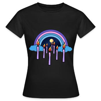 Bougies Ciel au-delà de la réincarnation arc-en-ciel - T-shirt Femme - noir - Devant - AI Model Female 172 dark (172cm)