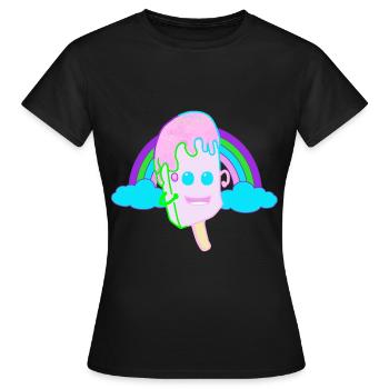 Happy Regenbogen Eis Eiskrem Kinder Fantasy - Frauen T-Shirt - Schwarz - Vorne - AI Model Female 172 dark (172cm)