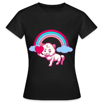 Rainbow Soft Kitten Children Toddler Baby - Women's T-Shirt - black - Front - AI Model Female 172 dark (172cm)