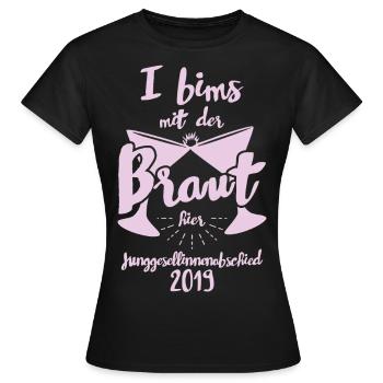 JGA-I bims avec la mariée ici - T-shirt Femme - noir - Devant - AI Model Female 172 dark (172cm)