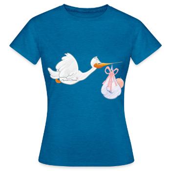 Storch - Frauen T-Shirt - Antikblaues Saphir meliert - Vorne - AI Model Female 172 dark (172cm)