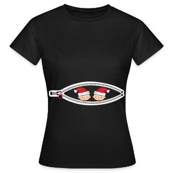 Pregnant Christmas twins - Women's T-Shirt - black - Front - AI Model Female 172 dark (172cm)