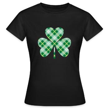 Trèfle de tartan irlandais de St Patrick - T-shirt Femme - noir - Devant - AI Model Female 172 dark (172cm)