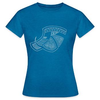 Keltischer Eber - Frauen T-Shirt - Antikblaues Saphir meliert - Vorne - AI Model Female 172 dark (172cm)