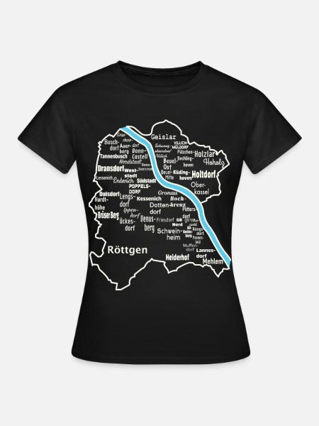 Bonn Karte - Frauen T-Shirt - Schwarz