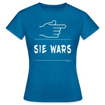 Sie Wars - Frauen T-Shirt - Antikblaues Saphir meliert - Vorne - AI Model Female 172 dark (172cm)