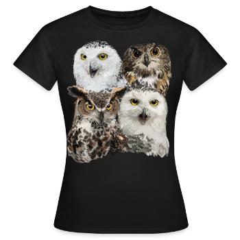 Owls - Women's T-Shirt - black - Front - AI Model Female 172 dark (172cm)