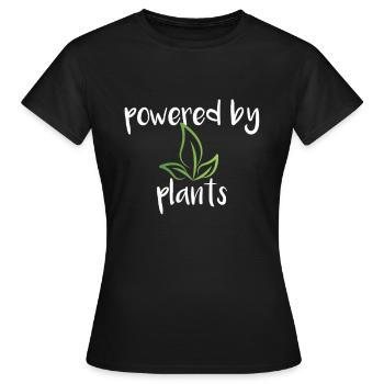 powered by plants - Women's T-Shirt - black - Front - AI Model Female 172 dark (172cm)