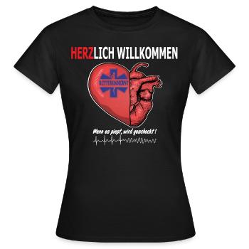 Rettungsdienst Herzlich Willkommen, Defibrillator - Frauen T-Shirt - Schwarz - Vorne - AI Model Female 172 dark (172cm)