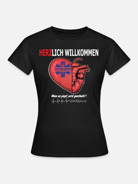 Rettungsdienst Herzlich Willkommen, Defibrillator - Frauen T-Shirt - Schwarz