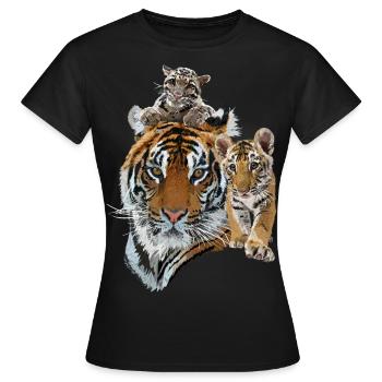 Bengal Tiger and Hazy Tiger - Women's T-Shirt - black - Front - AI Model Female 172 dark (172cm)