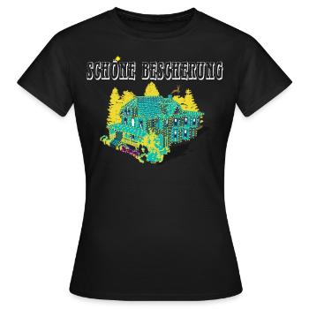 Weihnachten Schöne Bescherung Haus Lichterketten - Frauen T-Shirt - Schwarz - Vorne - AI Model Female 172 dark (172cm)