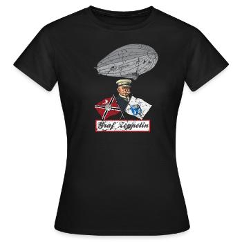 Graf Zeppelin Portrait Luftschiff, Fliegerei Retro - Frauen T-Shirt - Schwarz - Vorne - AI Model Female 172 dark (172cm)
